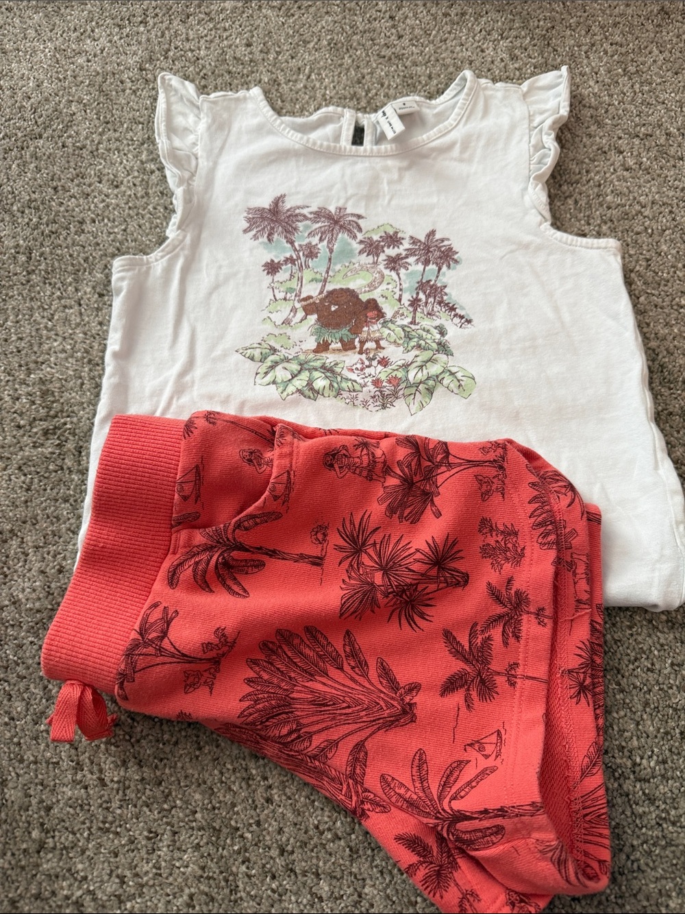 Janie & Jack colab /Disney Tropical Graphic Tank with Coral Palm-Print Shorts